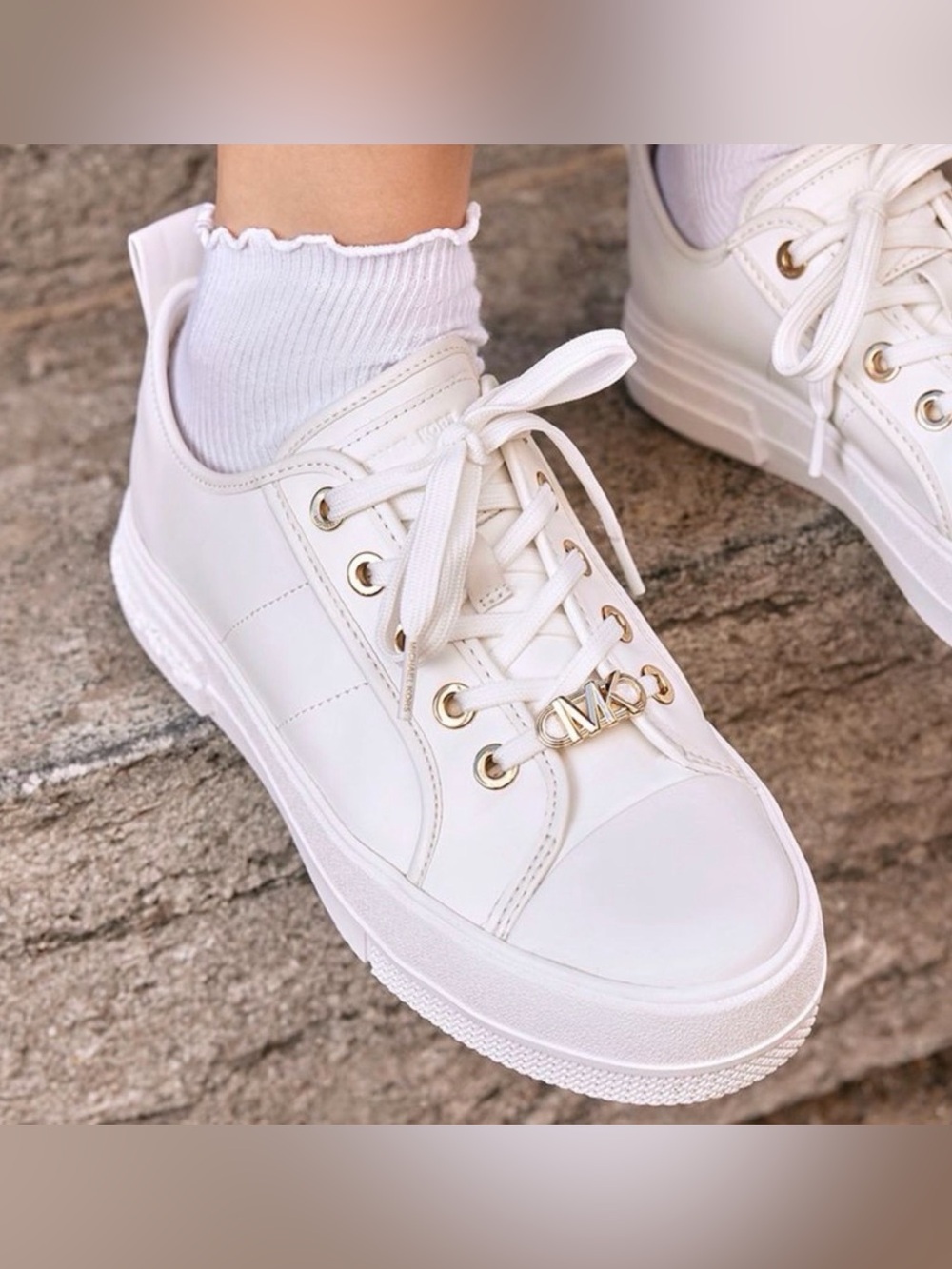 Michael Kors Evy Lace-Up Trainers in Optic White Size 8M